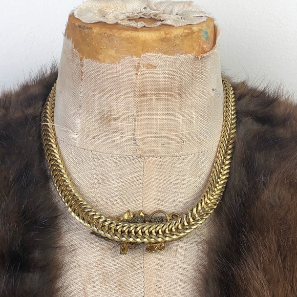 💥SOLD💥Vtg Rhinestone Chunky Slinky Gold Tone 80s - Picture 12 of 12